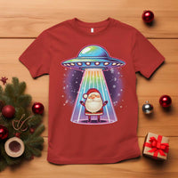 Funny Christmas Santa Alien Neon UFO T Shirt - Wonder Print Shop