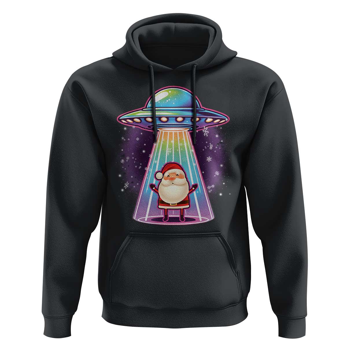Funny Christmas Santa Alien Neon UFO Hoodie