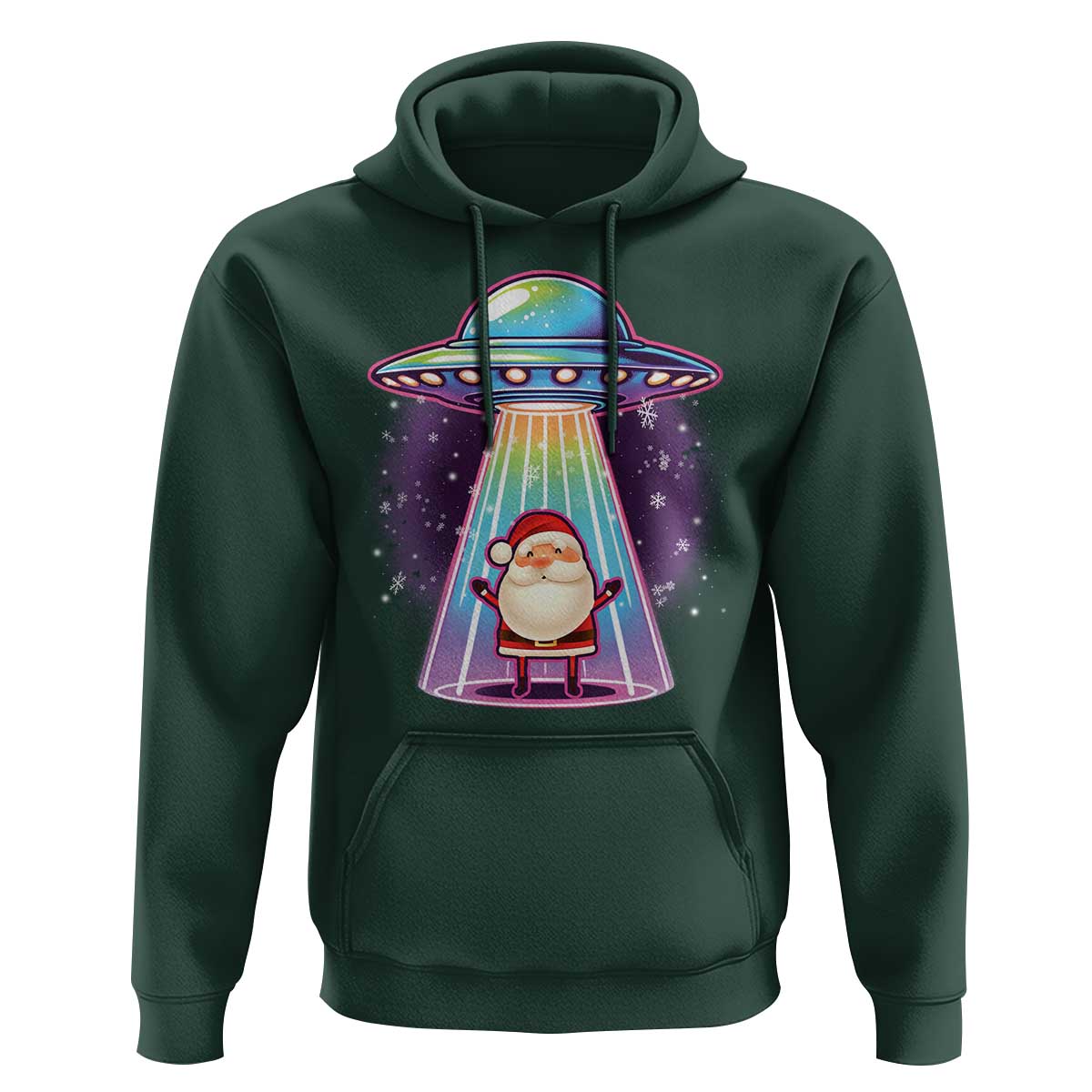 Funny Christmas Santa Alien Neon UFO Hoodie