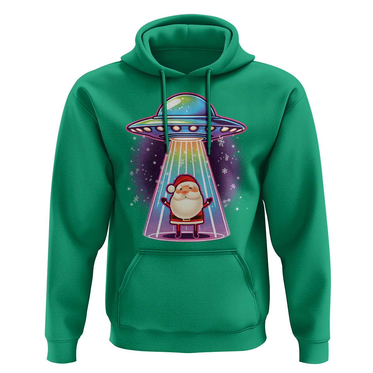 Funny Christmas Santa Alien Neon UFO Hoodie