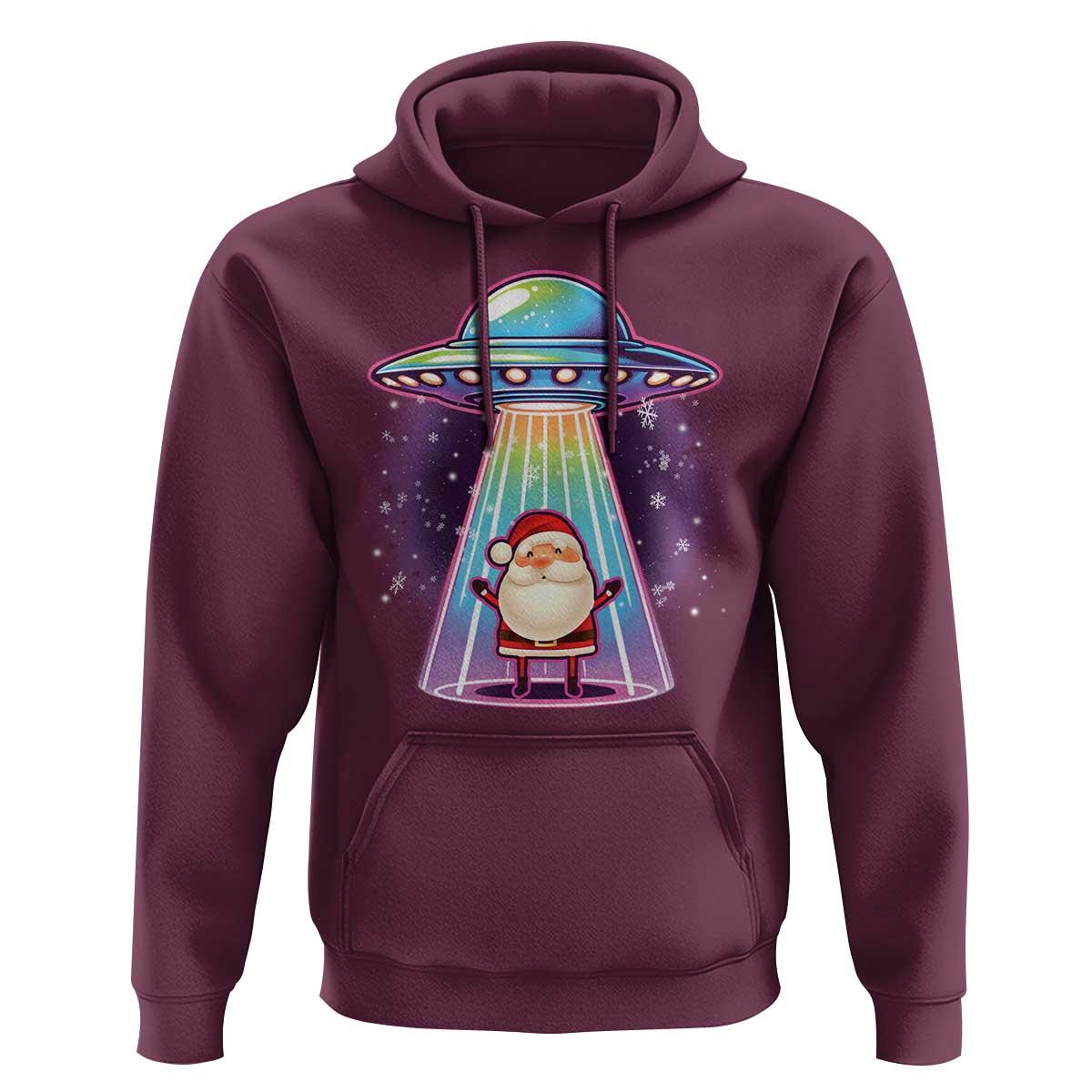 Funny Christmas Santa Alien Neon UFO Hoodie