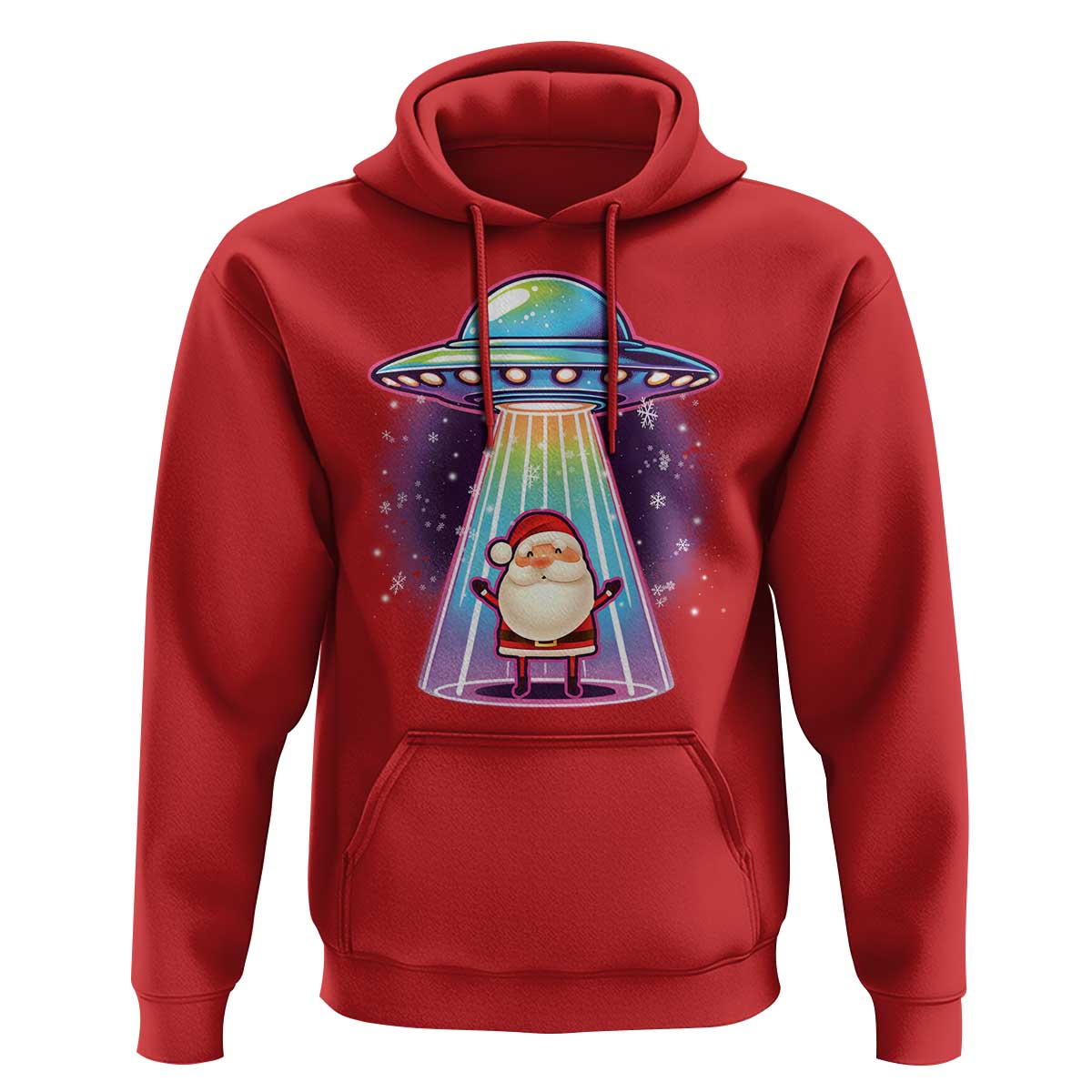 Funny Christmas Santa Alien Neon UFO Hoodie