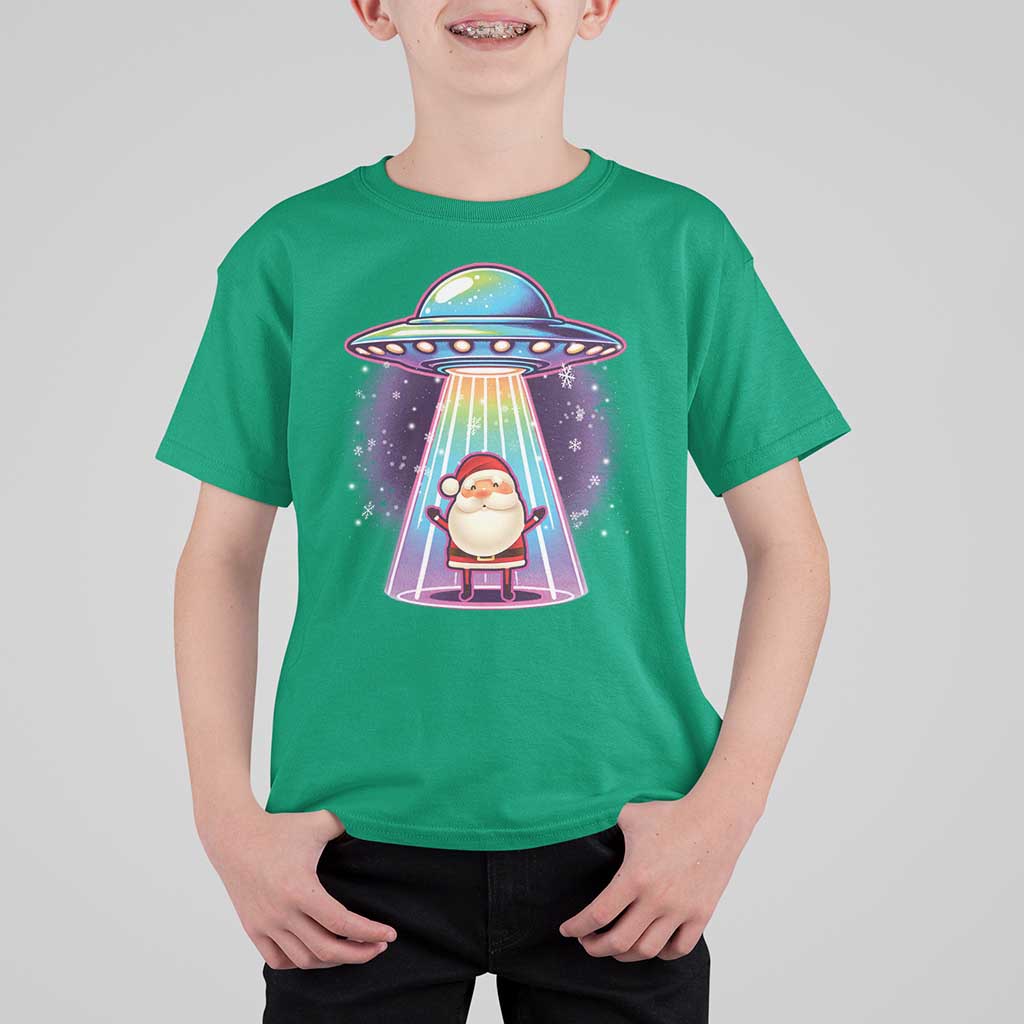 Funny Christmas Santa Alien Neon UFO T Shirt For Kid - Wonder Print Shop