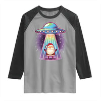 Funny Christmas Santa Alien Neon UFO Raglan Shirt - Wonder Print Shop