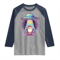 Funny Christmas Santa Alien Neon UFO Raglan Shirt - Wonder Print Shop