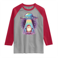 Funny Christmas Santa Alien Neon UFO Raglan Shirt - Wonder Print Shop