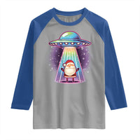 Funny Christmas Santa Alien Neon UFO Raglan Shirt - Wonder Print Shop