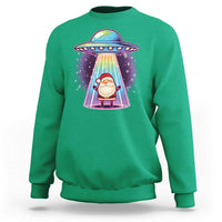 Funny Christmas Santa Alien Neon UFO Sweatshirt - Wonder Print Shop