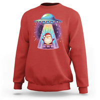 Funny Christmas Santa Alien Neon UFO Sweatshirt - Wonder Print Shop