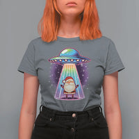 Funny Christmas Santa Alien Neon UFO T Shirt For Women - Wonder Print Shop