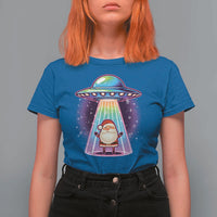 Funny Christmas Santa Alien Neon UFO T Shirt For Women - Wonder Print Shop