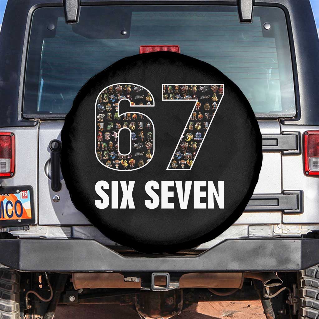 Funny 67 Six Seven Italian Brainrot Gen Alpha Meme Spare Tire Cover - Wonder Print Shop
