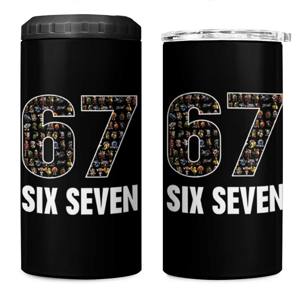 Funny 67 Six Seven Italian Brainrot Gen Alpha Meme 4 in 1 Can Cooler Tumbler - Wonder Print Shop