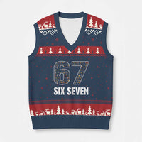 Funny 67 Six Seven Italian Brainrot Gen Alpha Meme V-Neck Knit Sweater Vest - Wonder Print Shop