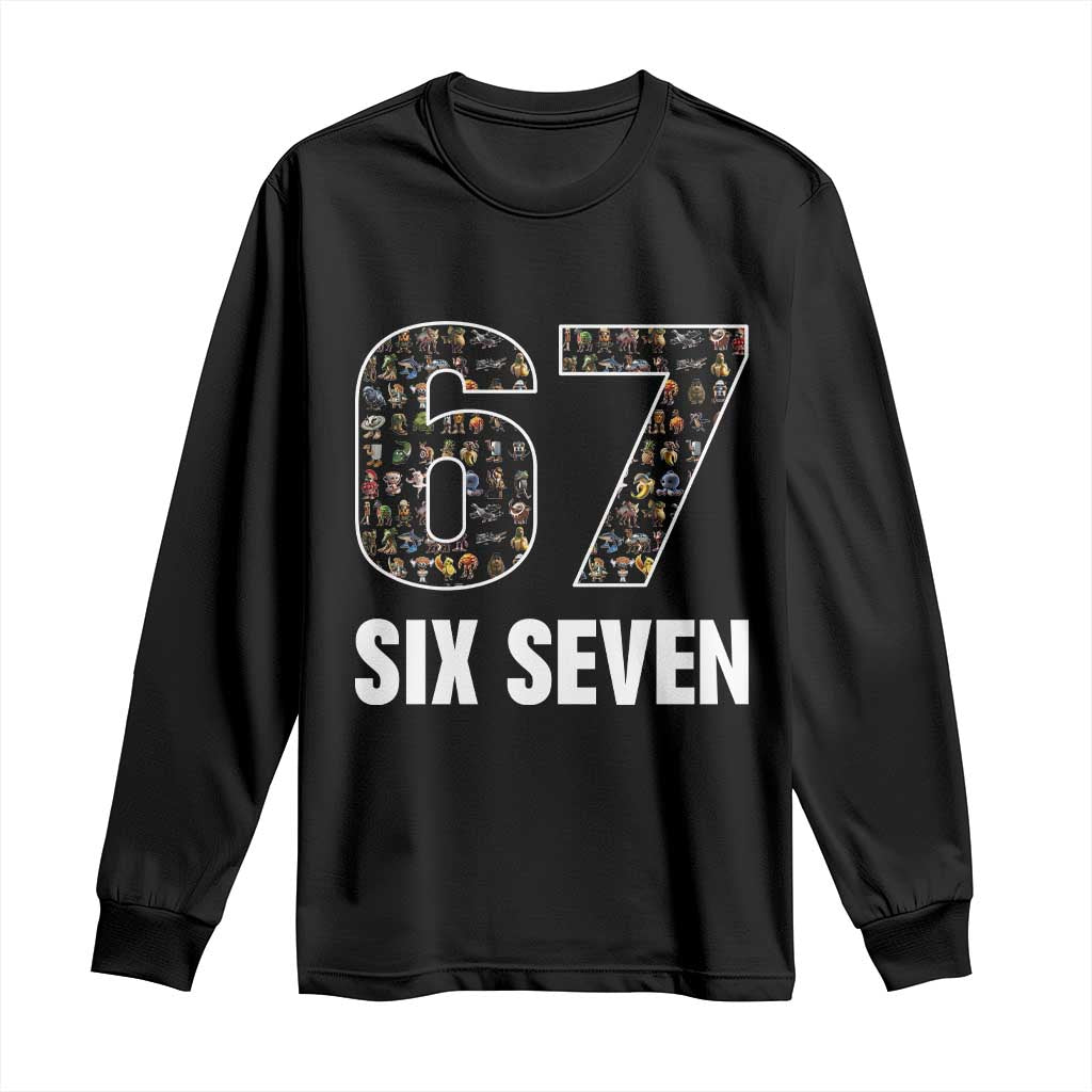 Funny 67 Six Seven Italian Brainrot Gen Alpha Meme Long Sleeve Shirt - Wonder Print Shop
