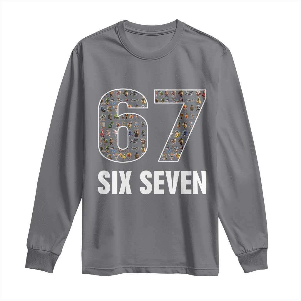 Funny 67 Six Seven Italian Brainrot Gen Alpha Meme Long Sleeve Shirt - Wonder Print Shop