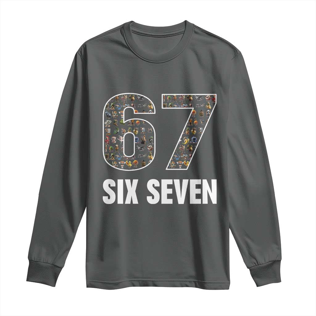 Funny 67 Six Seven Italian Brainrot Gen Alpha Meme Long Sleeve Shirt - Wonder Print Shop