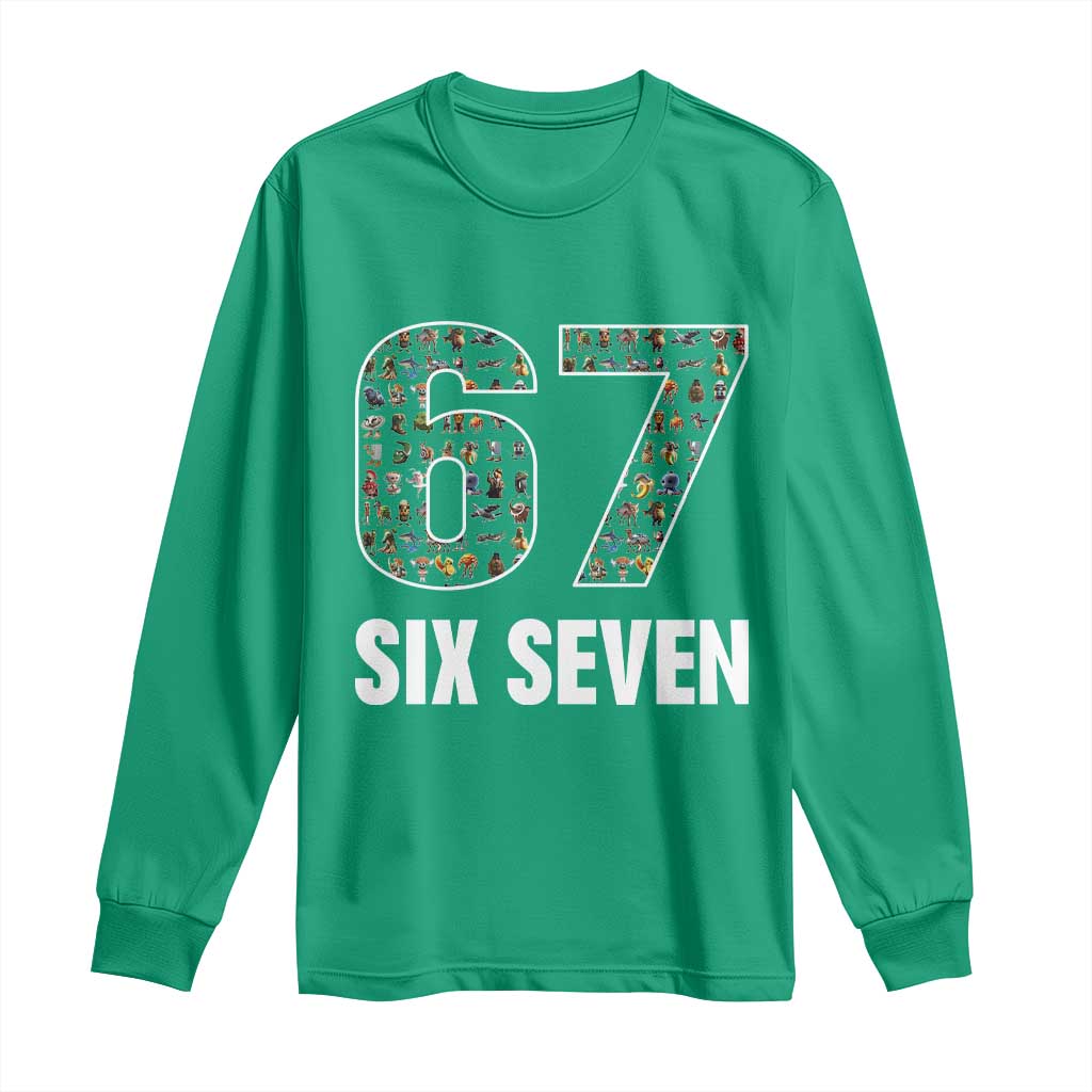 Funny 67 Six Seven Italian Brainrot Gen Alpha Meme Long Sleeve Shirt - Wonder Print Shop