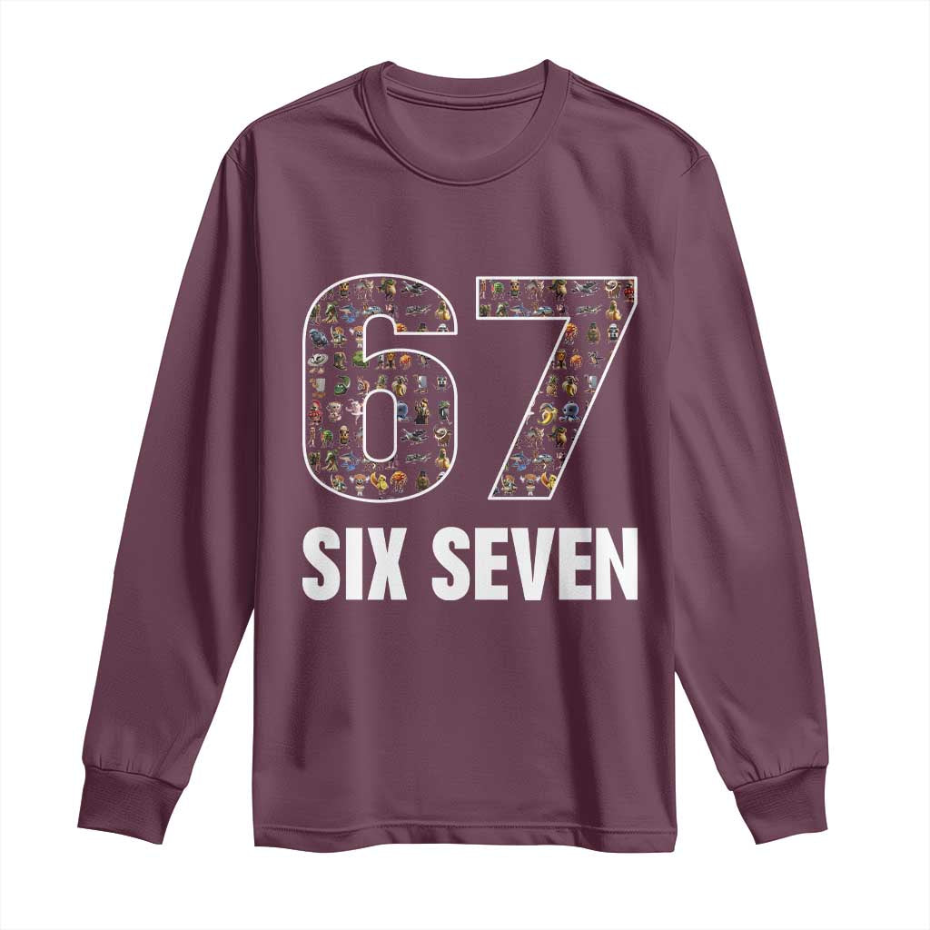 Funny 67 Six Seven Italian Brainrot Gen Alpha Meme Long Sleeve Shirt - Wonder Print Shop