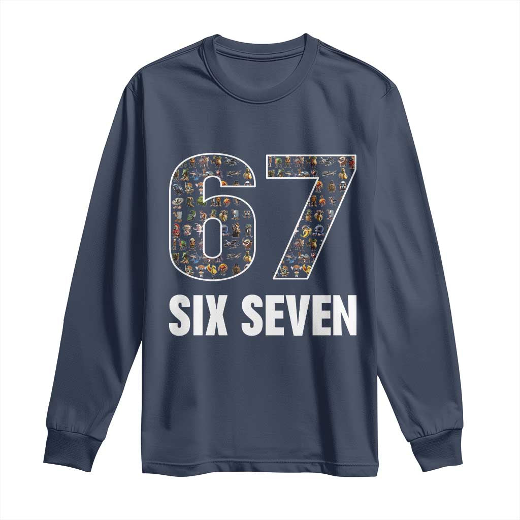 Funny 67 Six Seven Italian Brainrot Gen Alpha Meme Long Sleeve Shirt - Wonder Print Shop