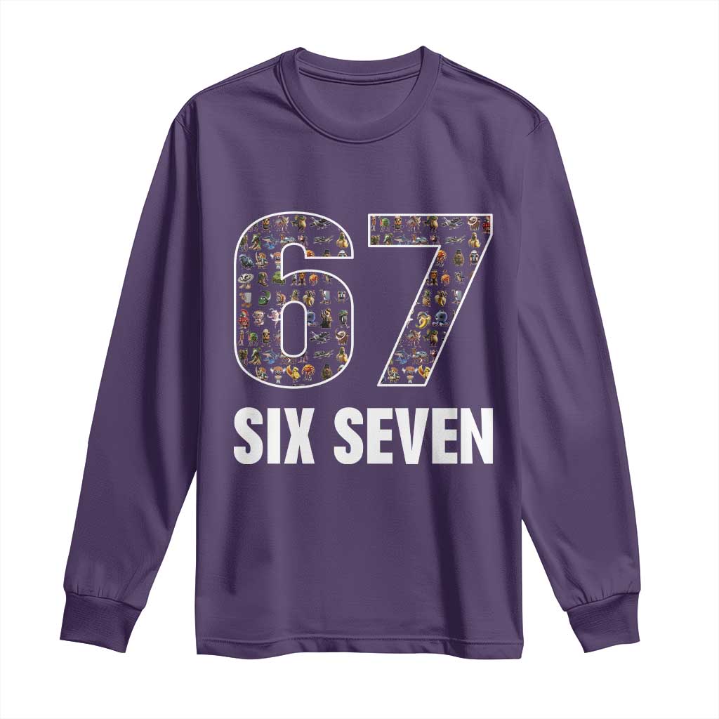 Funny 67 Six Seven Italian Brainrot Gen Alpha Meme Long Sleeve Shirt - Wonder Print Shop