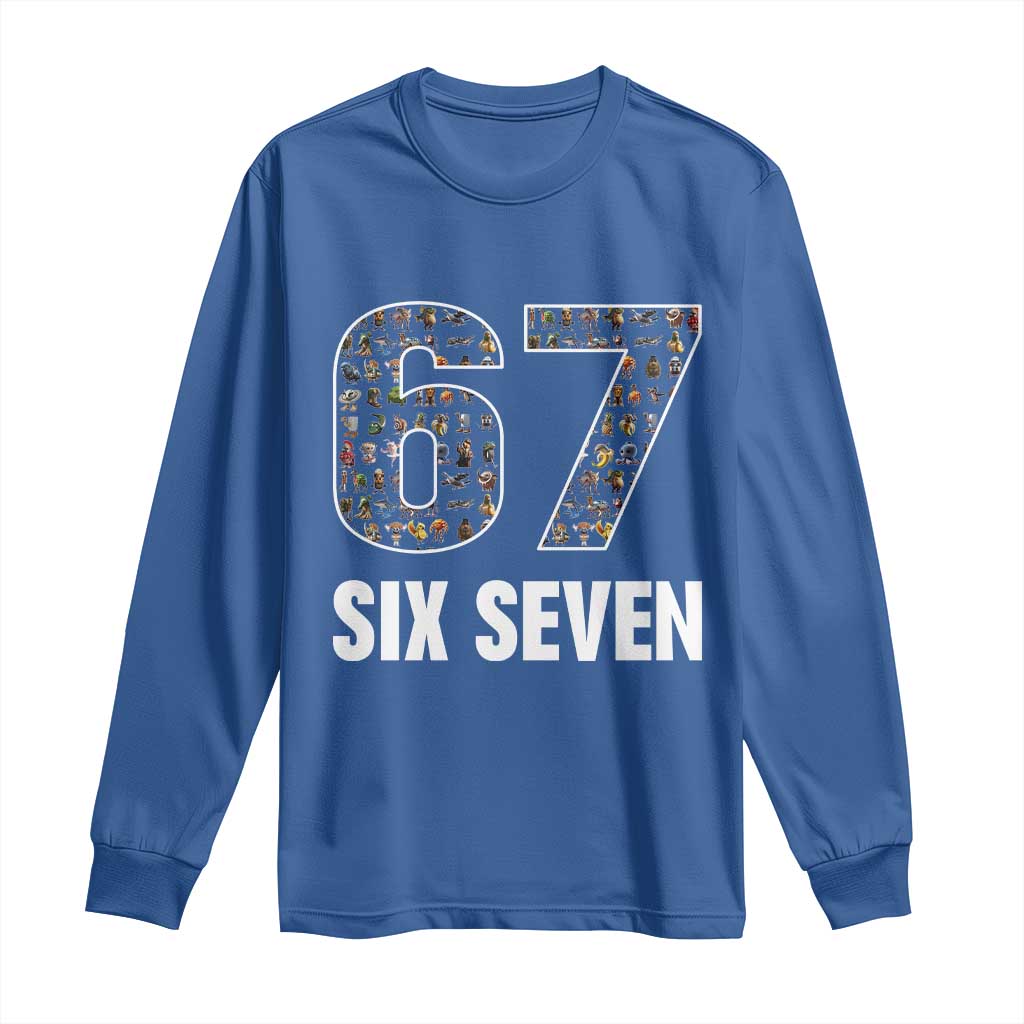 Funny 67 Six Seven Italian Brainrot Gen Alpha Meme Long Sleeve Shirt - Wonder Print Shop