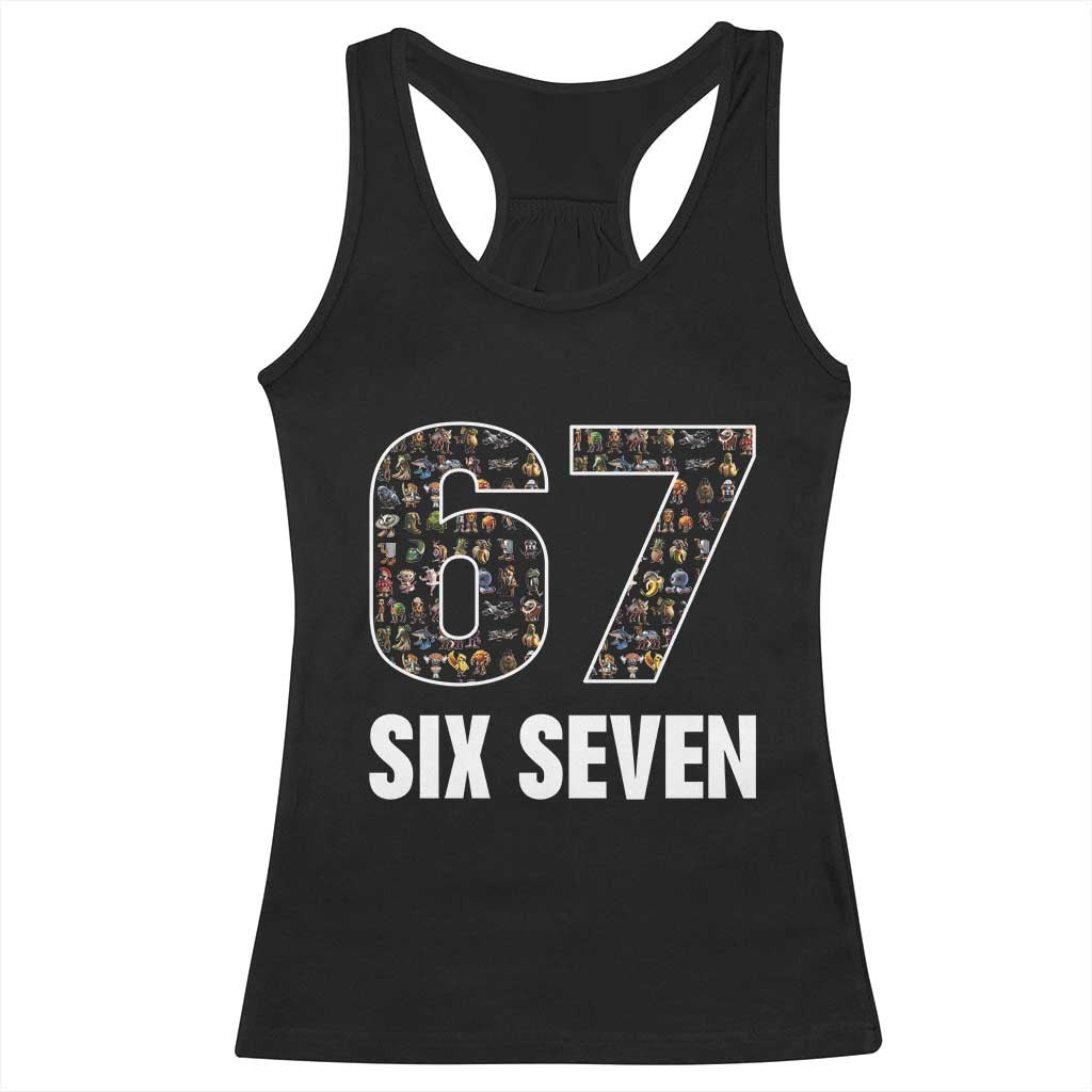 Funny 67 Six Seven Italian Brainrot Gen Alpha Meme Racerback Tank Top - Wonder Print Shop