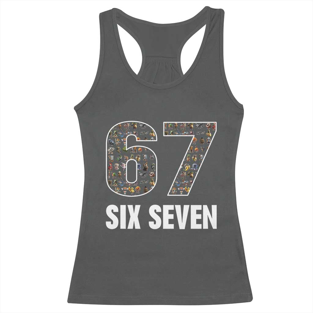 Funny 67 Six Seven Italian Brainrot Gen Alpha Meme Racerback Tank Top - Wonder Print Shop