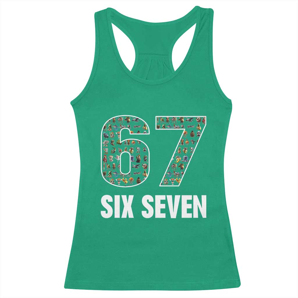 Funny 67 Six Seven Italian Brainrot Gen Alpha Meme Racerback Tank Top - Wonder Print Shop