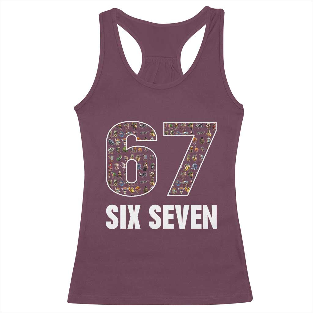 Funny 67 Six Seven Italian Brainrot Gen Alpha Meme Racerback Tank Top - Wonder Print Shop