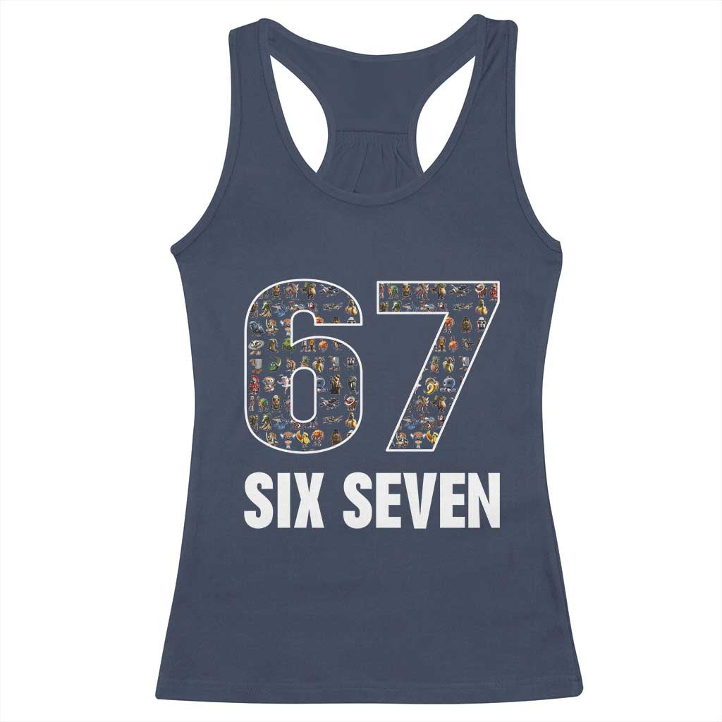 Funny 67 Six Seven Italian Brainrot Gen Alpha Meme Racerback Tank Top - Wonder Print Shop