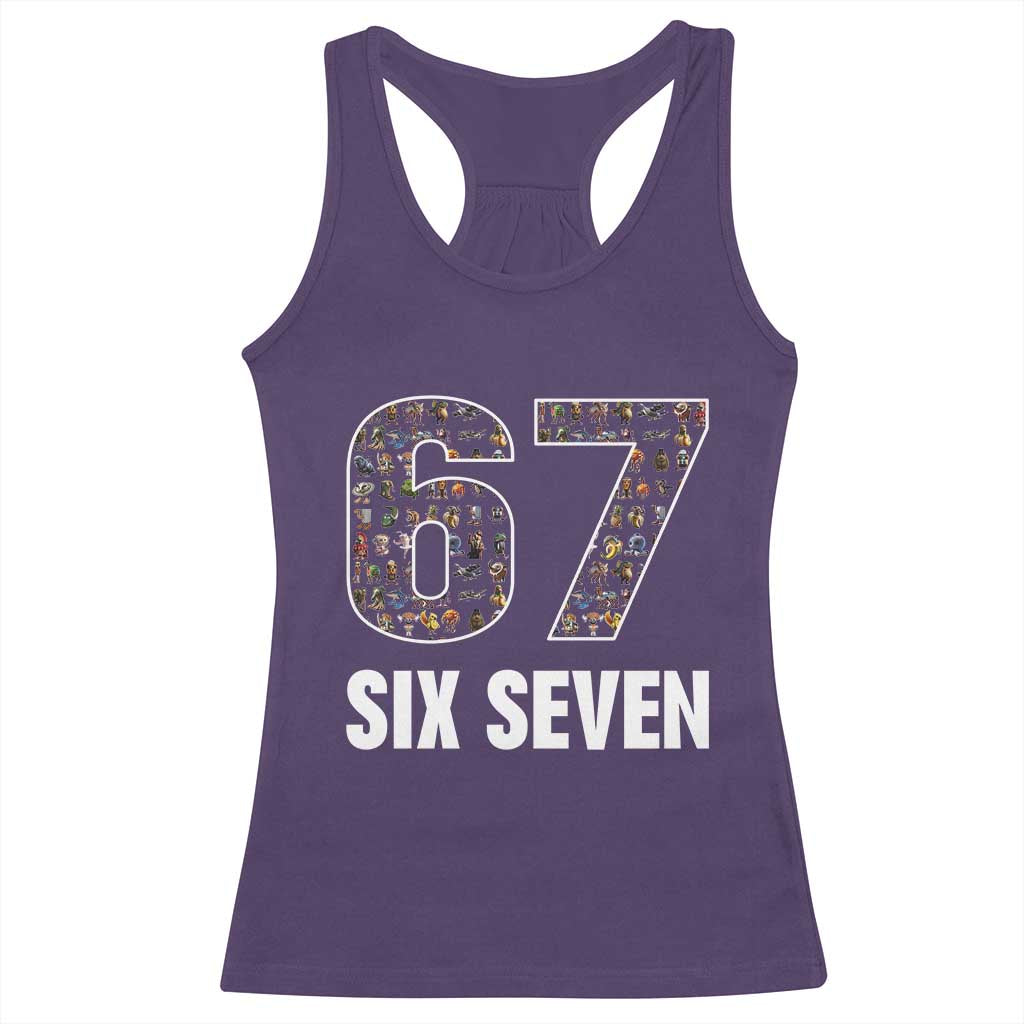 Funny 67 Six Seven Italian Brainrot Gen Alpha Meme Racerback Tank Top - Wonder Print Shop