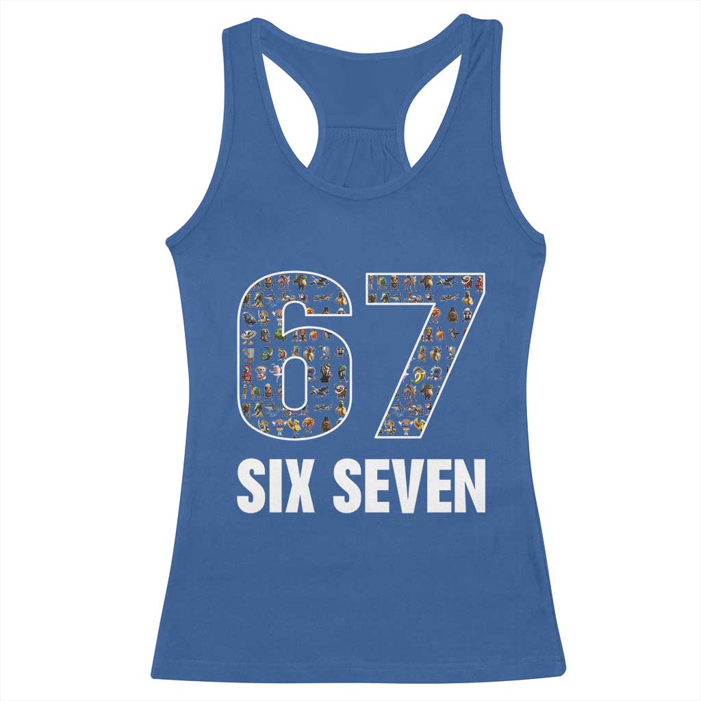 Funny 67 Six Seven Italian Brainrot Gen Alpha Meme Racerback Tank Top - Wonder Print Shop