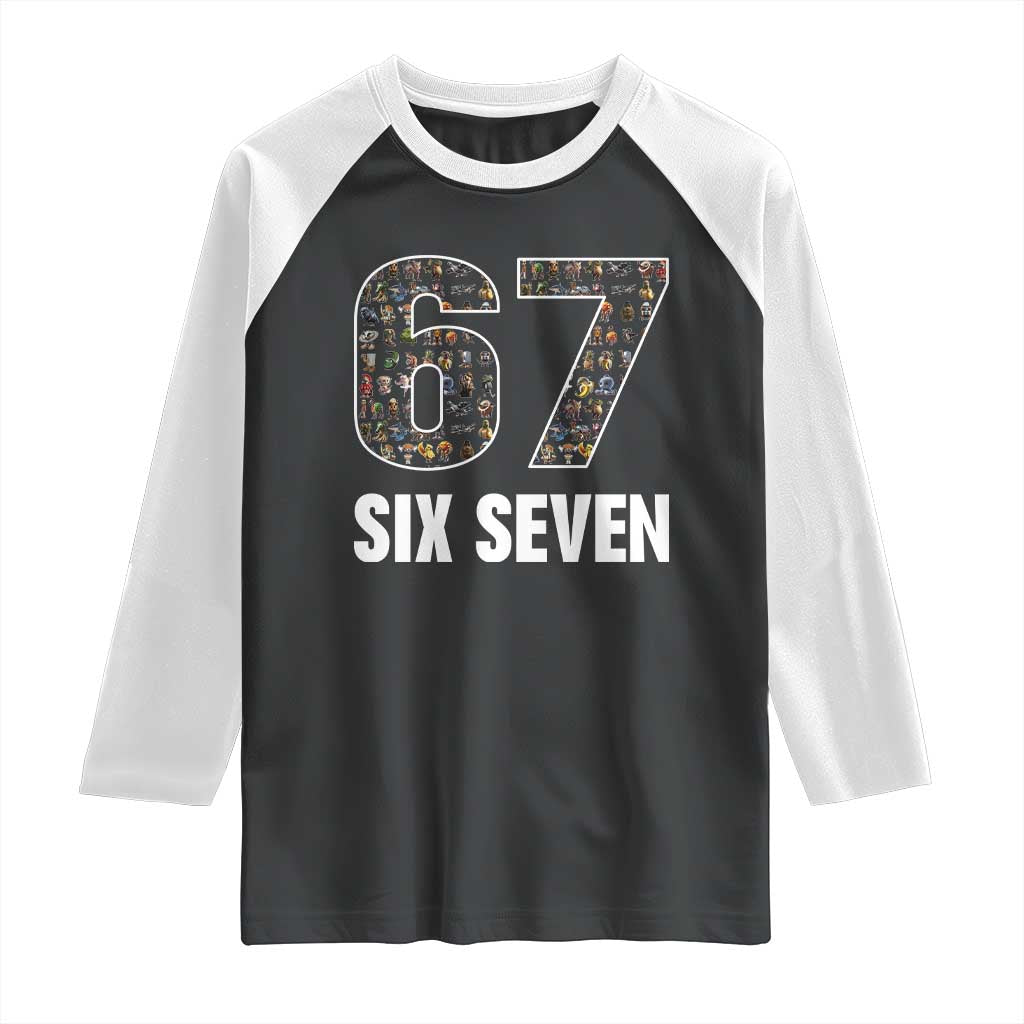 Funny 67 Six Seven Italian Brainrot Gen Alpha Meme Raglan Shirt - Wonder Print Shop