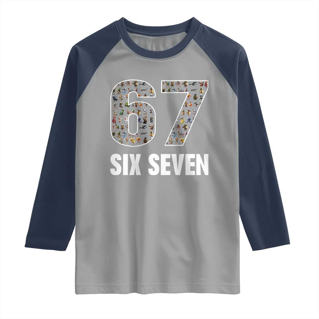 Funny 67 Six Seven Italian Brainrot Gen Alpha Meme Raglan Shirt - Wonder Print Shop