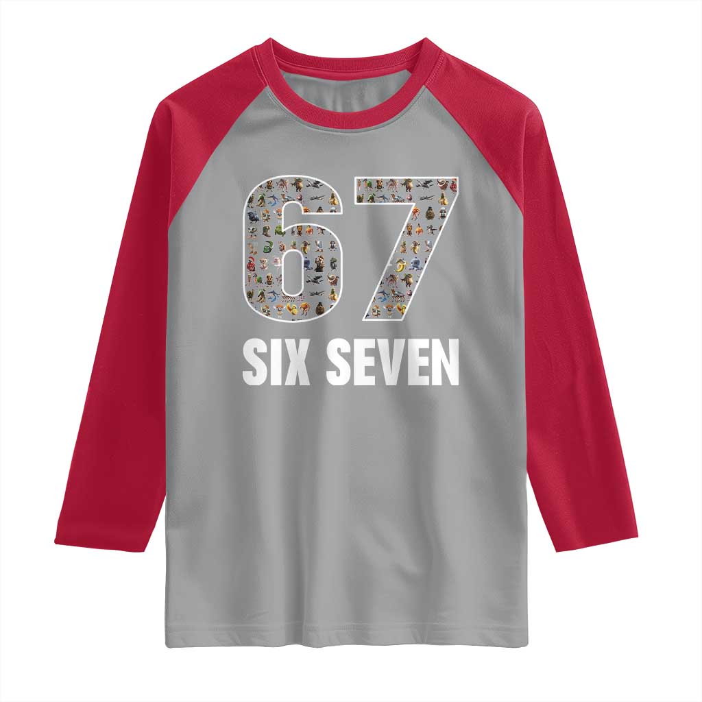 Funny 67 Six Seven Italian Brainrot Gen Alpha Meme Raglan Shirt - Wonder Print Shop