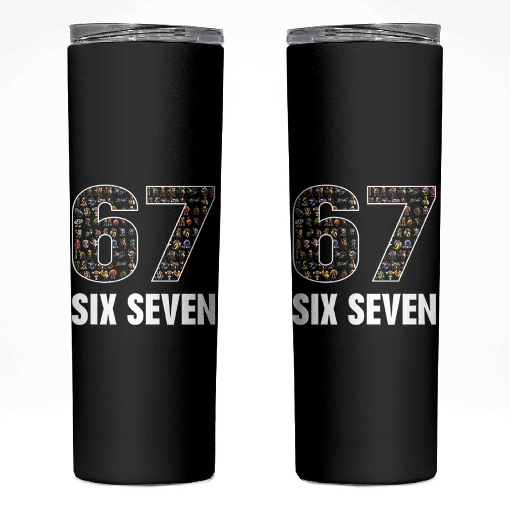 Funny 67 Six Seven Italian Brainrot Gen Alpha Meme Skinny Tumbler - Wonder Print Shop
