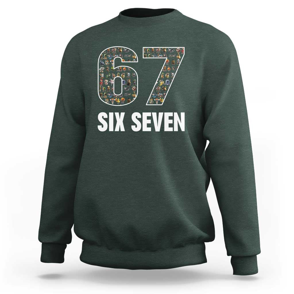 Funny 67 Six Seven Italian Brainrot Gen Alpha Meme Sweatshirt - Wonder Print Shop