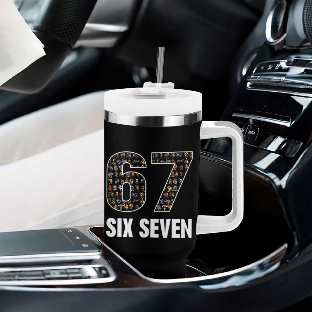 Funny 67 Six Seven Italian Brainrot Gen Alpha Meme Tumbler With Handle - Wonder Print Shop