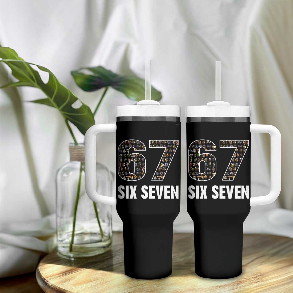 Funny 67 Six Seven Italian Brainrot Gen Alpha Meme Tumbler With Handle - Wonder Print Shop