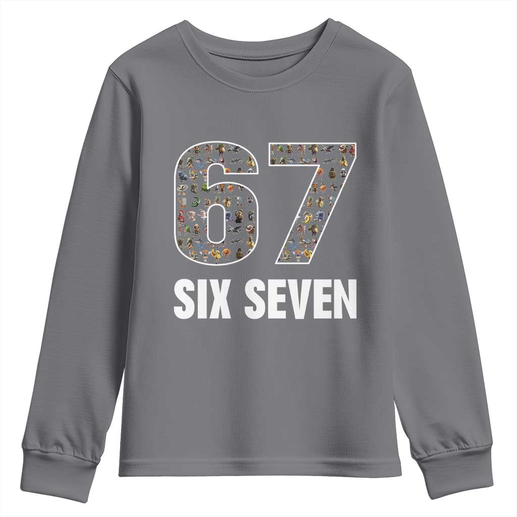 Funny 67 Six Seven Italian Brainrot Gen Alpha Meme Youth Sweatshirt - Wonder Print Shop