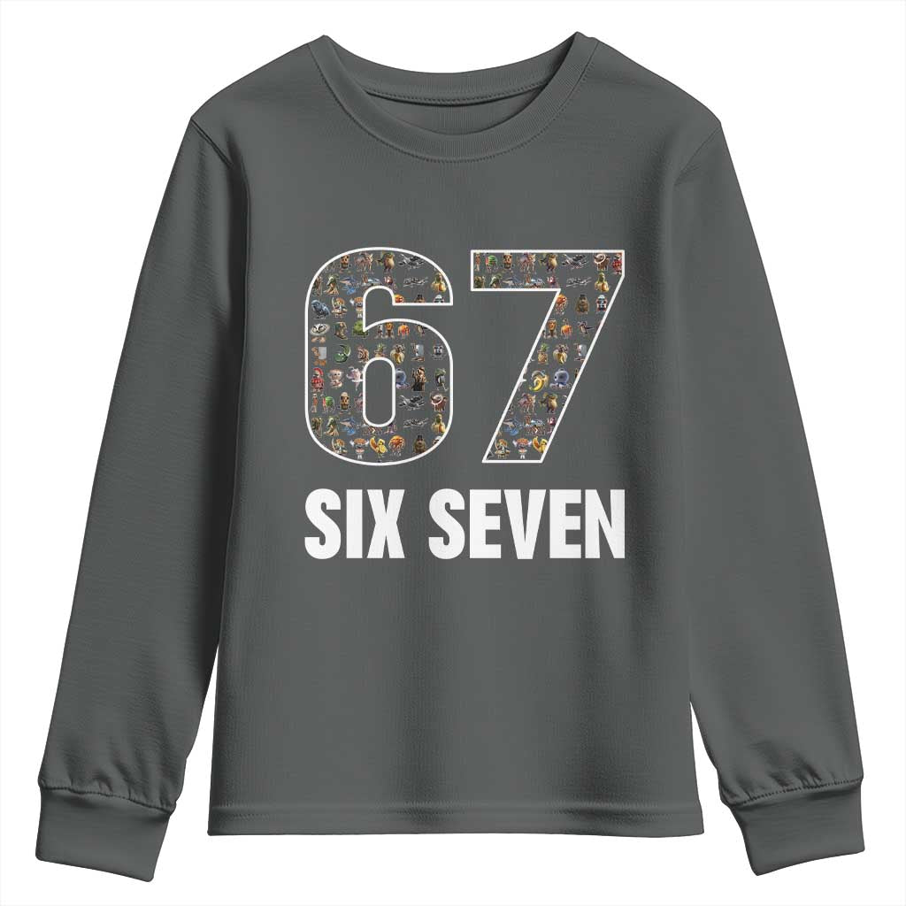 Funny 67 Six Seven Italian Brainrot Gen Alpha Meme Youth Sweatshirt - Wonder Print Shop