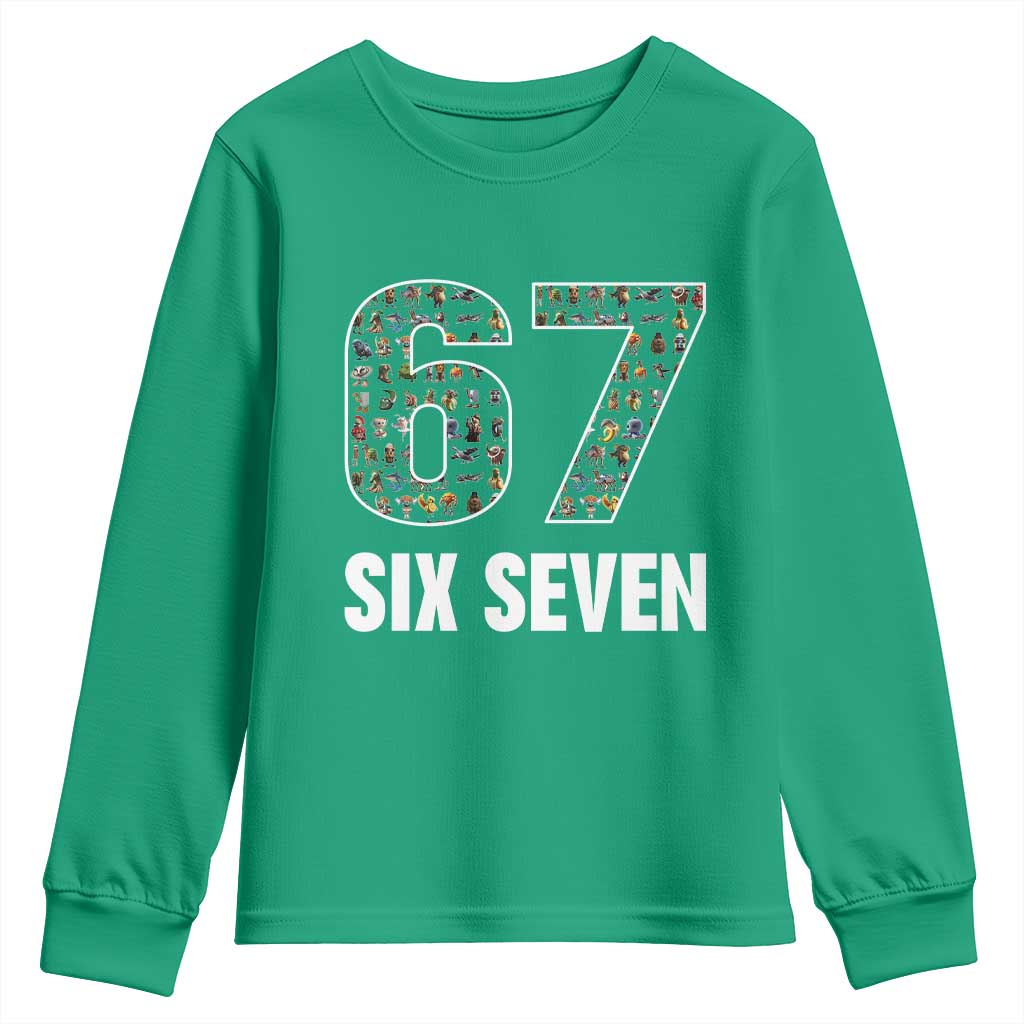Funny 67 Six Seven Italian Brainrot Gen Alpha Meme Youth Sweatshirt - Wonder Print Shop