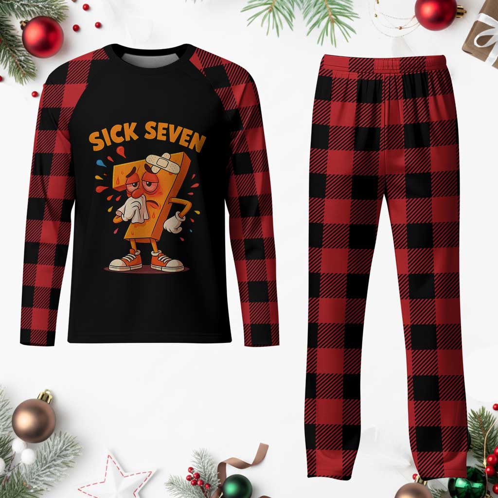 Funny Sick Seven 67 Meme Plaid Pajama Set Six Seven Wordplay - Wonder Print Shop