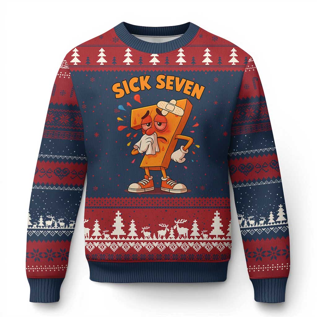 Funny Sick Seven 67 Meme Ugly Christmas Sweater Six Seven Wordplay - Wonder Print Shop