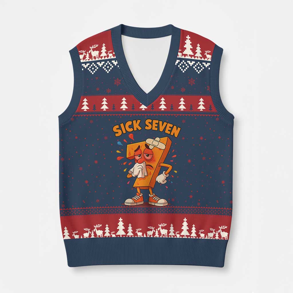 Funny Sick Seven 67 Meme V-Neck Knit Sweater Vest Six Seven Wordplay - Wonder Print Shop