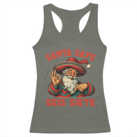 Funny Mexican Christmas 67 Racerback Tank Top Santa Says Seis Siete Cholo Claus - Wonder Print Shop