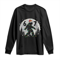 Funny Bigfoot 67 Christmas Night Stroll Moon Sasquatch Long Sleeve Shirt - Wonder Print Shop