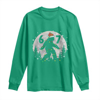 Funny Bigfoot 67 Christmas Night Stroll Moon Sasquatch Long Sleeve Shirt - Wonder Print Shop