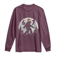 Funny Bigfoot 67 Christmas Night Stroll Moon Sasquatch Long Sleeve Shirt - Wonder Print Shop